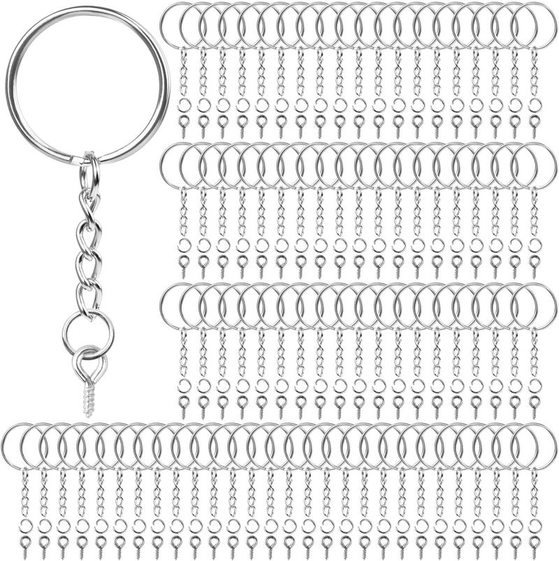 Flasoo Keychain Rings for Crafts, 360Pcs Keychains for Resin Include Key Rings with Chain, Jump Rings, Screw Eye Pins for DIY Keychain Making - Image 1